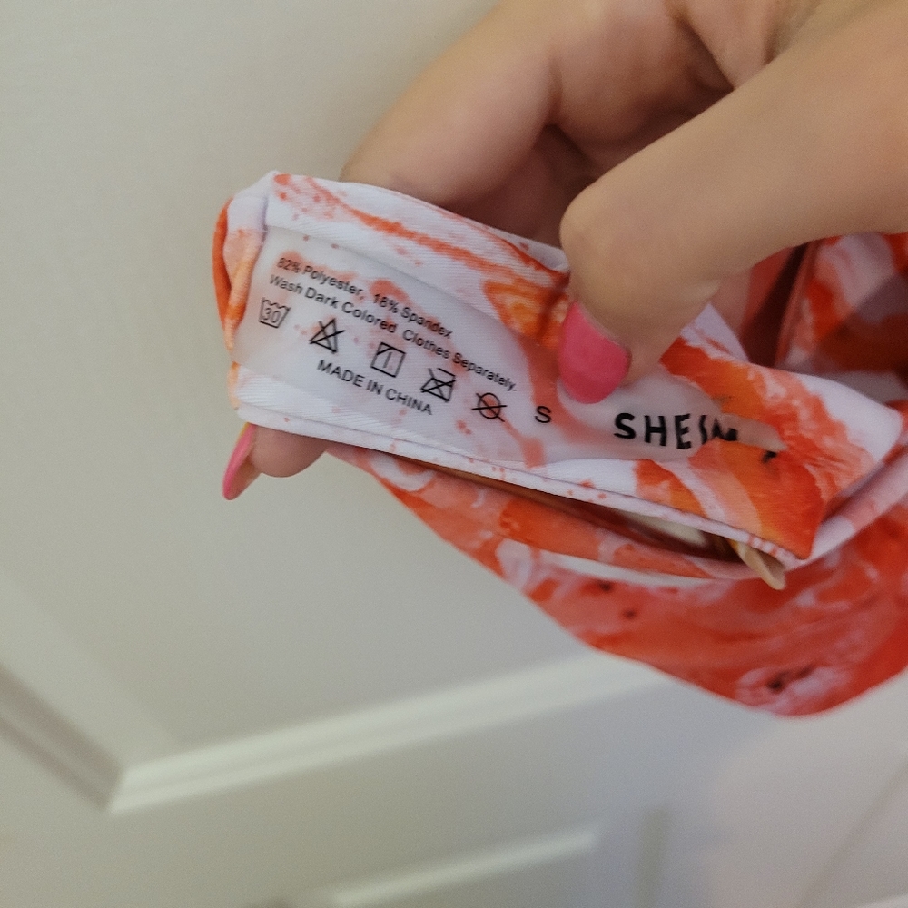 Shein Coral Marble Strapless Bikini - Picture 7 of 7